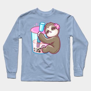 Boba Tea Kawaii Sloth Kawaii Girls Anime Long Sleeve T-Shirt